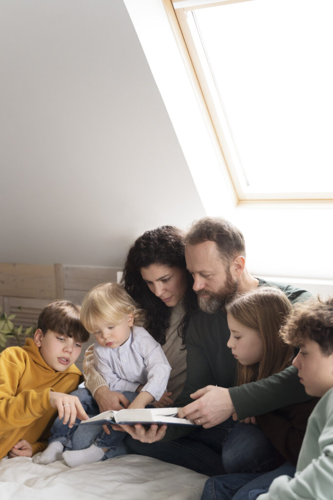 christian family praying together